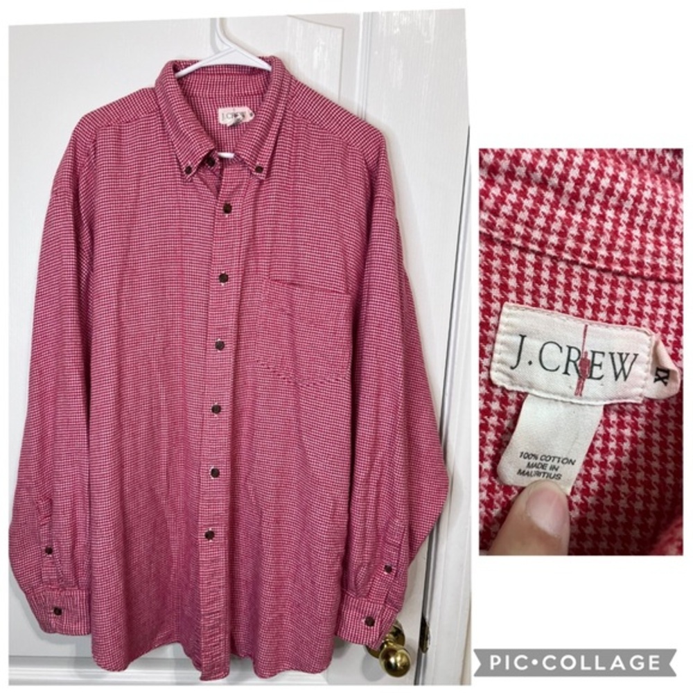 J.Crew Men's Red Checkered Button Down Shirt size XL